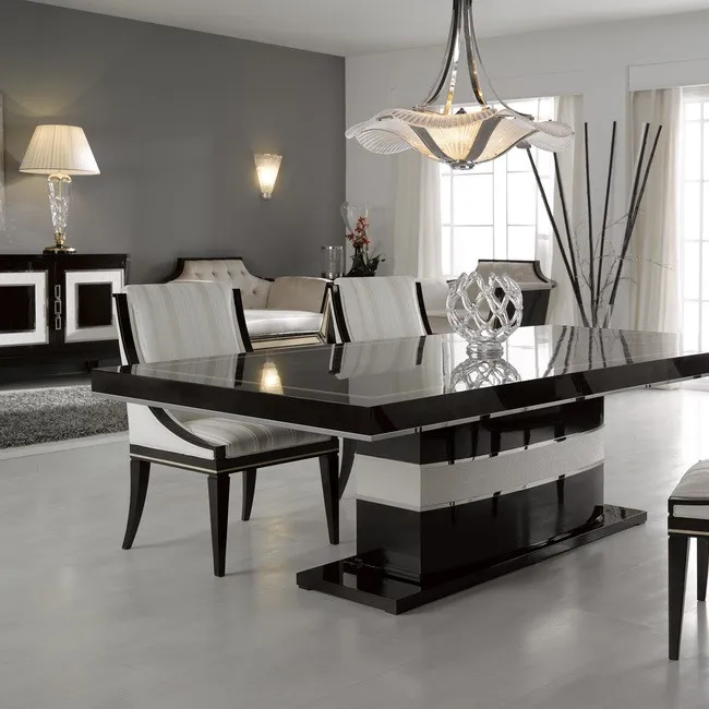 Luxury Dining Room Wooden Set With 4 Chair Transitional Style High
