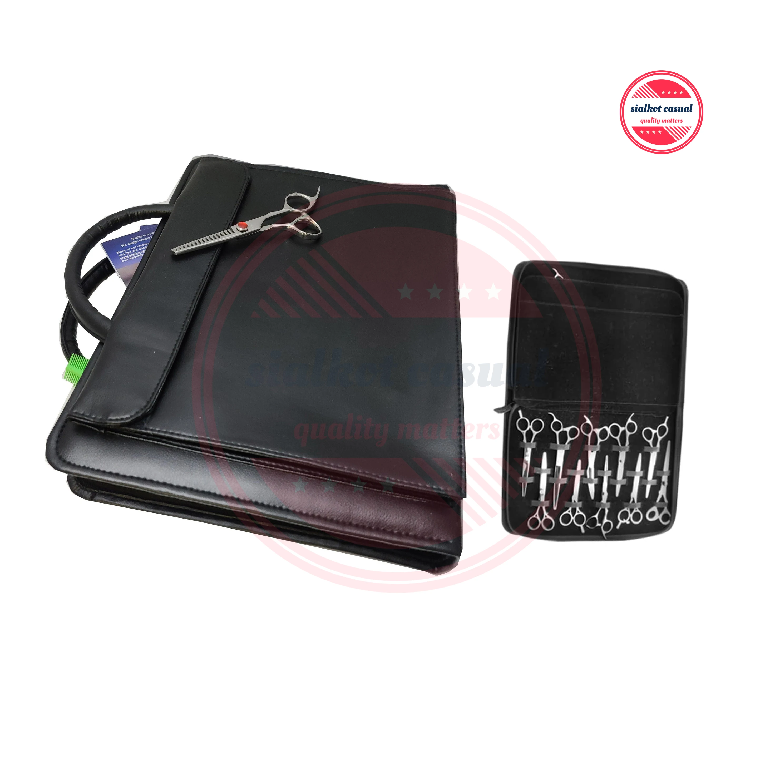 Genuine Leather 20 Beauty Shears Zipper Case Professional Scissors Salesman Travelling Leather