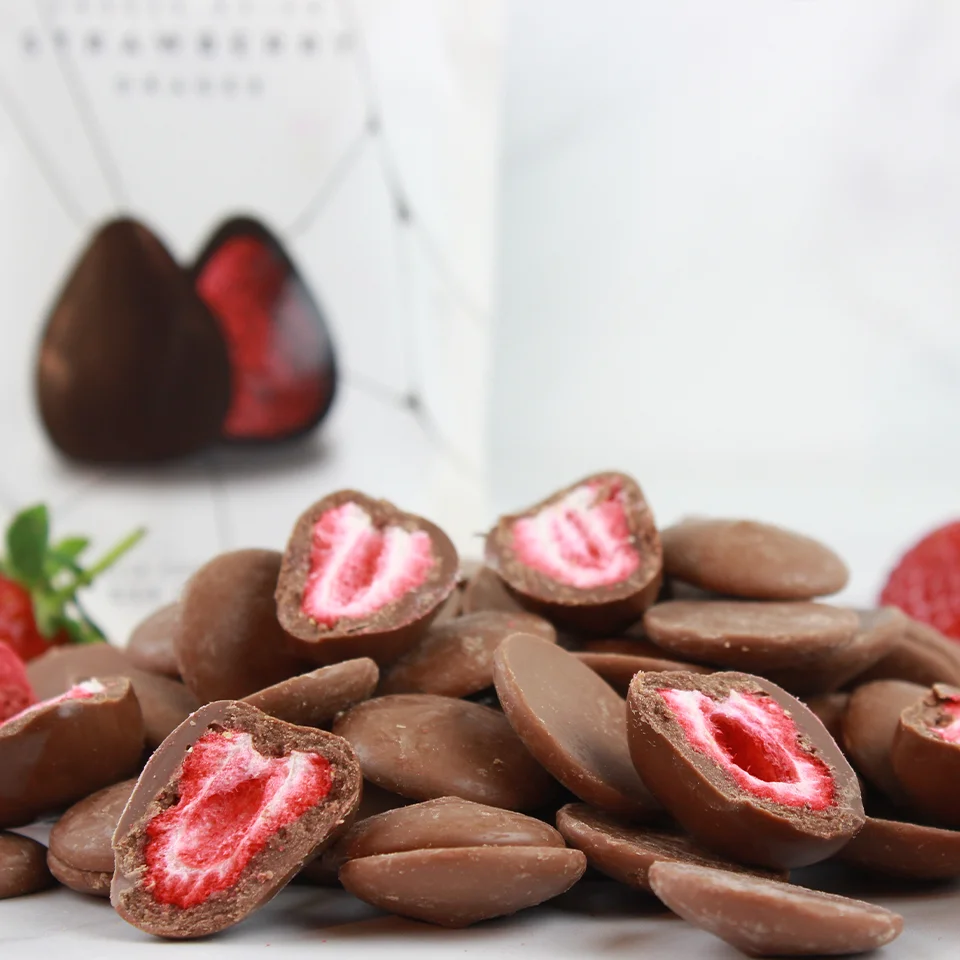 Dry Milk Chocolate 80 Gr Milk Chocolate Coated Strawberry Dragee