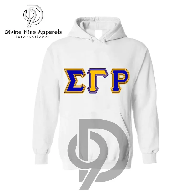 Sigma Gamma Rho Hoodie Custom Made Fleece Embroidered Crest And Letters Gold And Blue Greek Sorority 4960