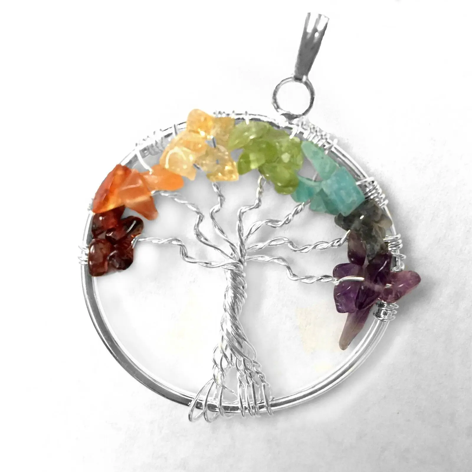 Latest High Quality Natural Seven Chakra Tree Of Life Pendant Wholesale ...