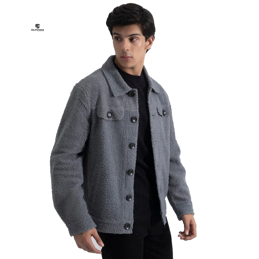 Men 2024 Vintage Casual Wear Sherpa Jacket \ High Quality Outerwear