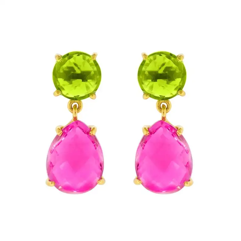 Fuchsia Chalcedony And Peridot Hydro 925 Sterling Silver Earring Buy
