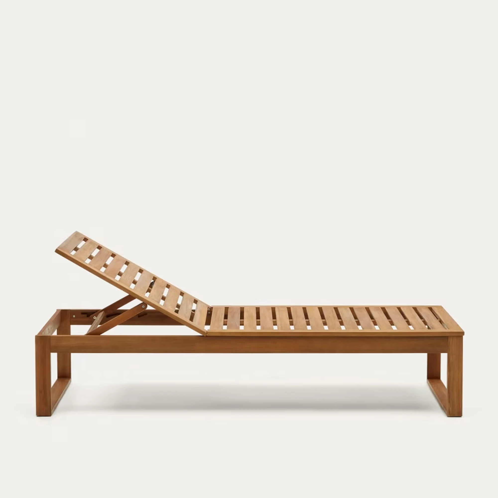 Outdoor Sun Lounger Solid Teak Wood With Comfortable Design Elmira