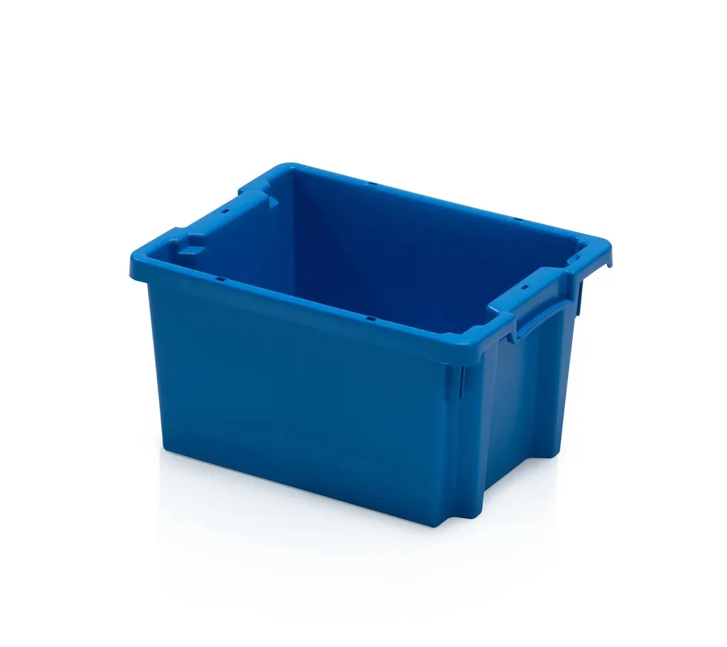 Nestable Solid Plastic Crates Moving Crate Rectangle Solid Wall Large 