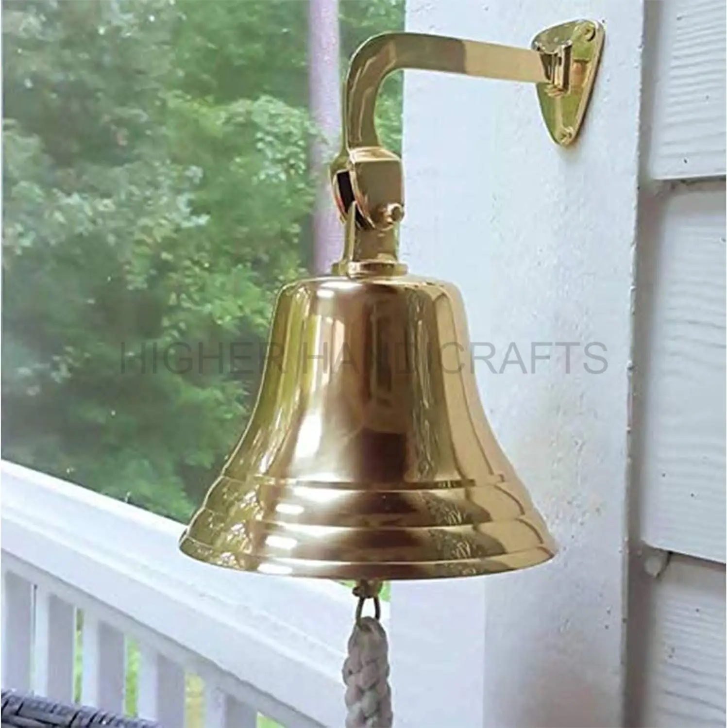 Large Solid Antique Brass Bell Wall Mounted Hanging Brass Bell Nautical ...