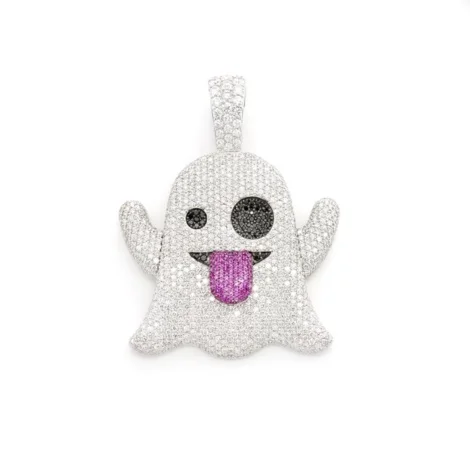 Iced Out VVS Moissanite Diamond Snapchat Ghost Pendant 925 Silver Custom Hip Hop Charm Cartoon Necklace Alibaba