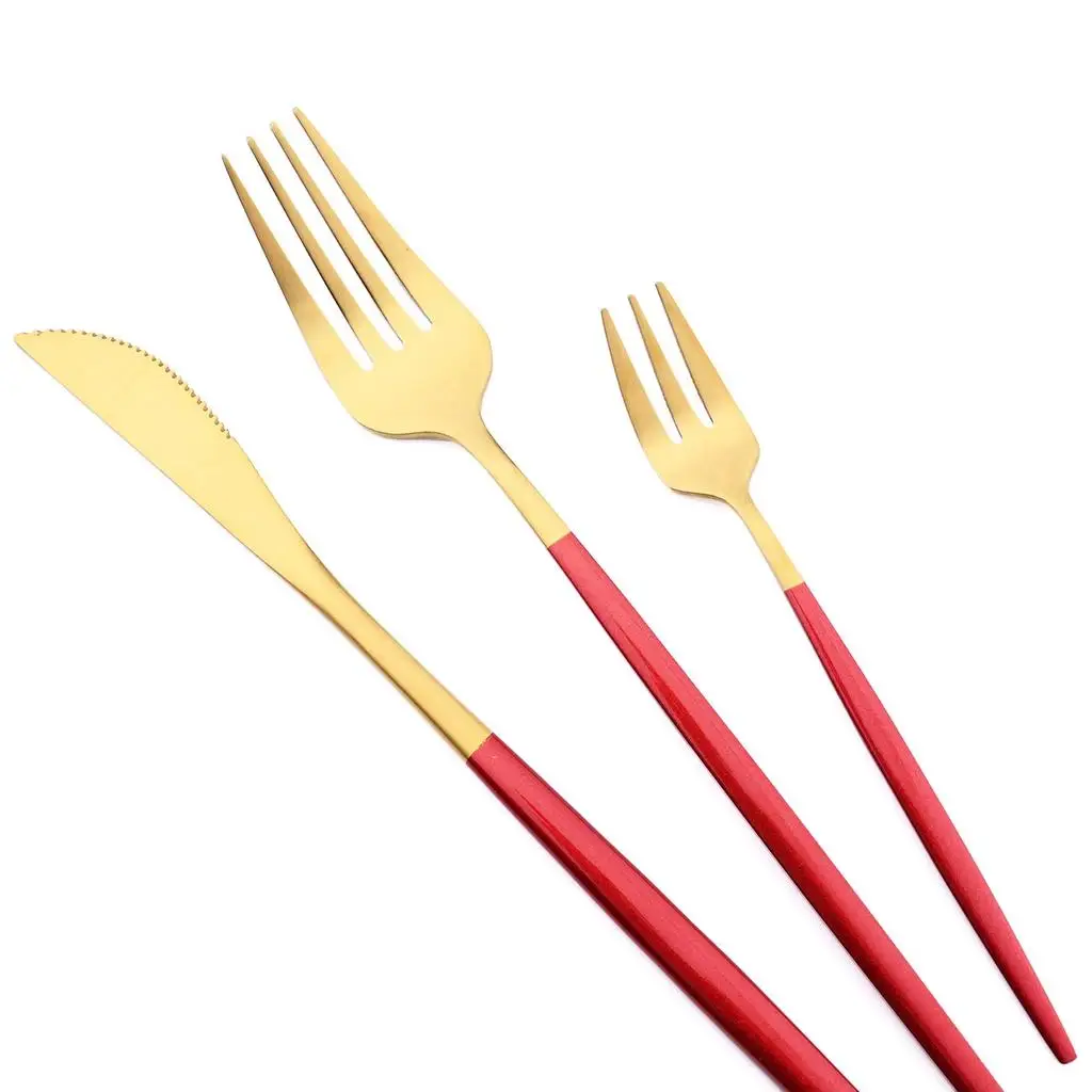 Classic Gold Finished Cutlery With Black Enameled Handle Handmade Metal