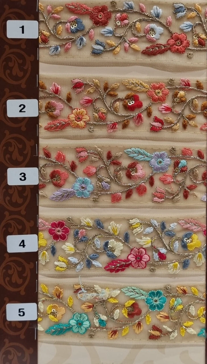 Custom Made Embroidered Floral Ribbons In Assorted Patterns Ideal For