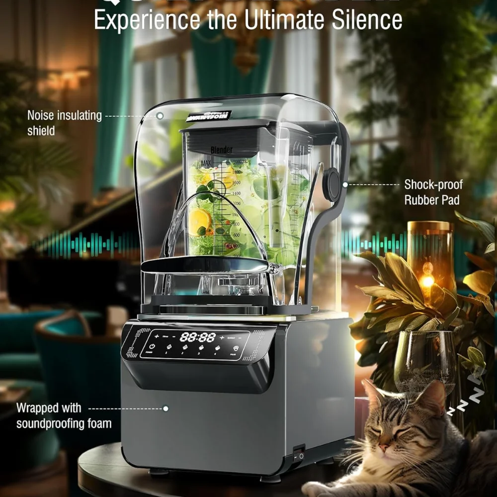 Hot Commercial Blender With Soundproof Shield & Jar (72 Oz),Quietest