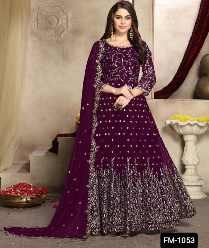 Indian Pakistani Heavy Fox Georgette And Attached Santoon Inner With ...