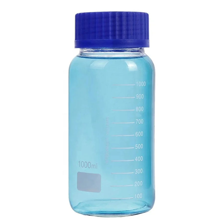1000ml Laboratory Wide Mouth Reagent Sample Bottles 1 Liter Glass Media