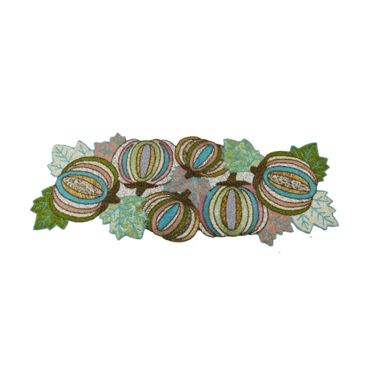 Colorful Theme Circular And Fancy Design Beaded Runner Placemat Dining