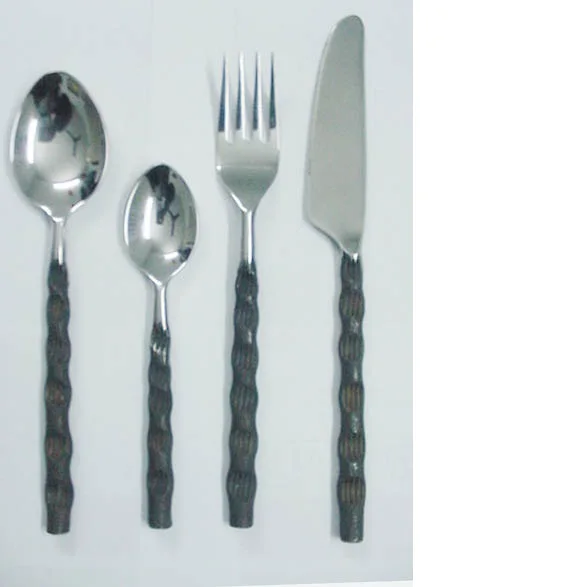 Logo Luxury Reusable Flatware Leaf Cutlery Set Brass Food Grade