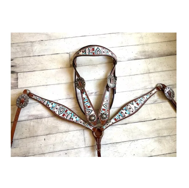 Hand Tooled Red/Black Western Spur Straps · Horse And Co