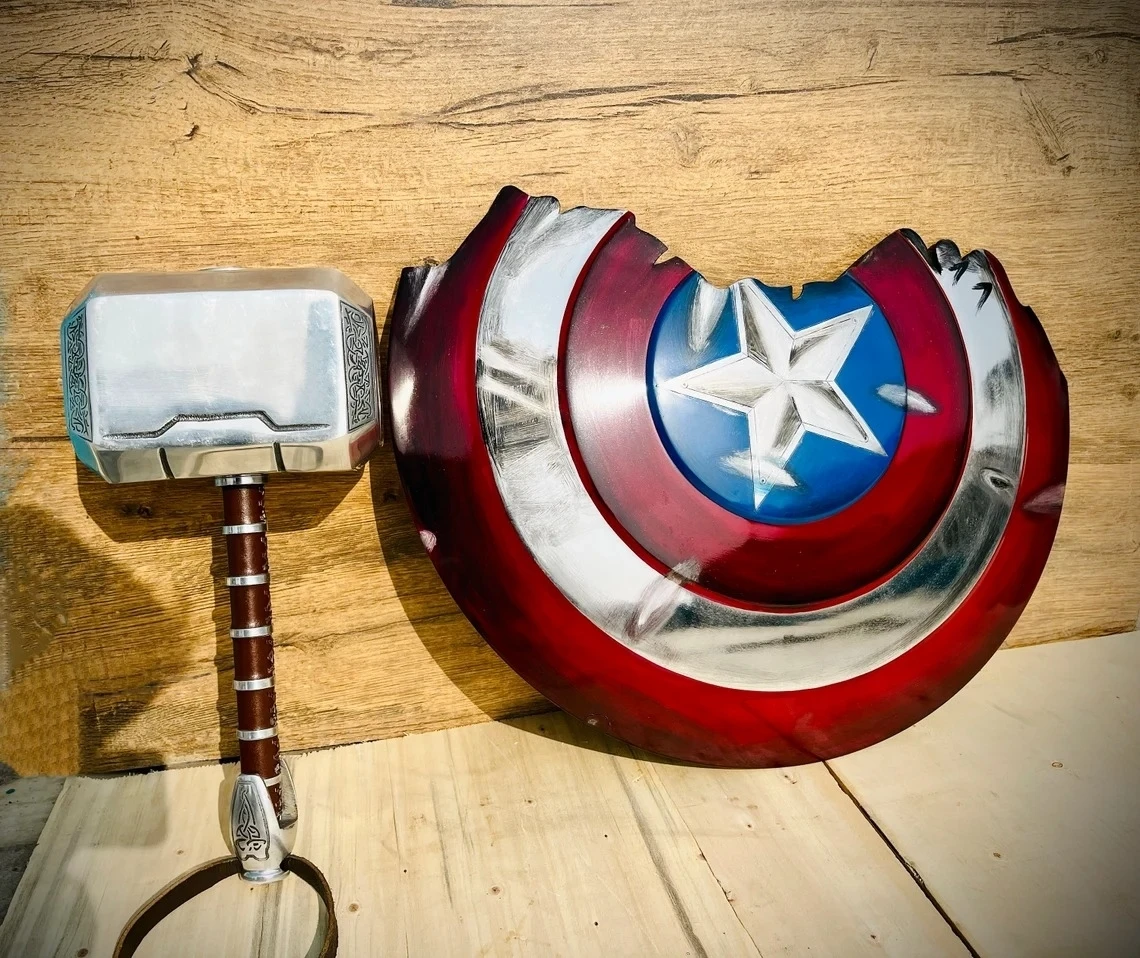 Captain America Broken Shield & Thor Hammer Thor Viking Heroes For