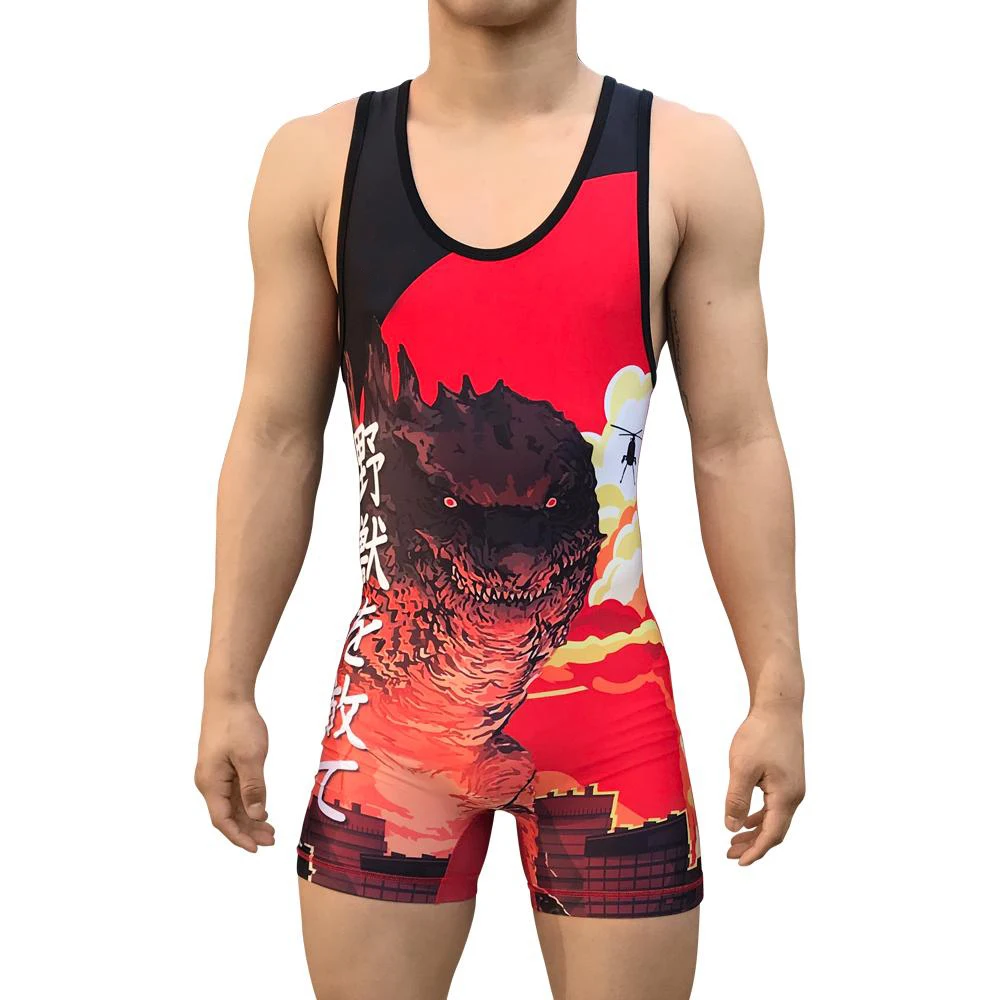 Men's Wrestling Singlet One Piece Underwear Men Sports One-piece Dance ...