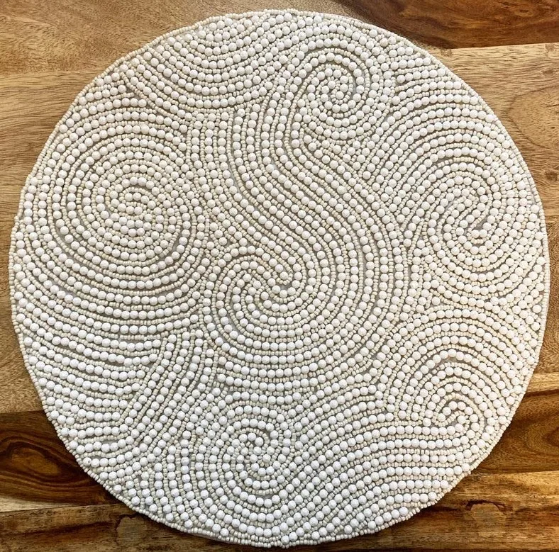Handmade Beaded Round Silver Placemat Expensive Design For Home