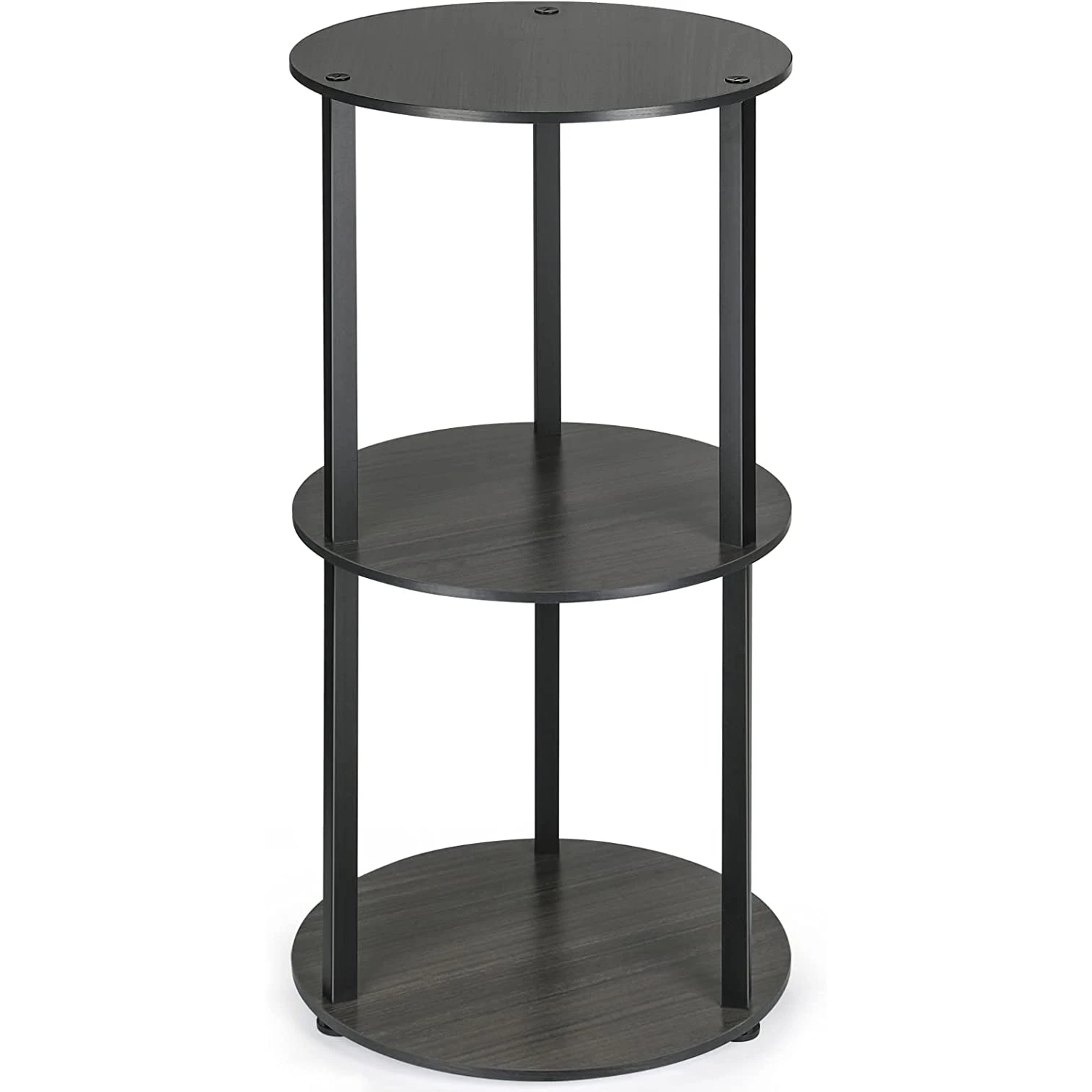 Midnight Classic 3tier Round Wooden Side Table Black Wood Antique