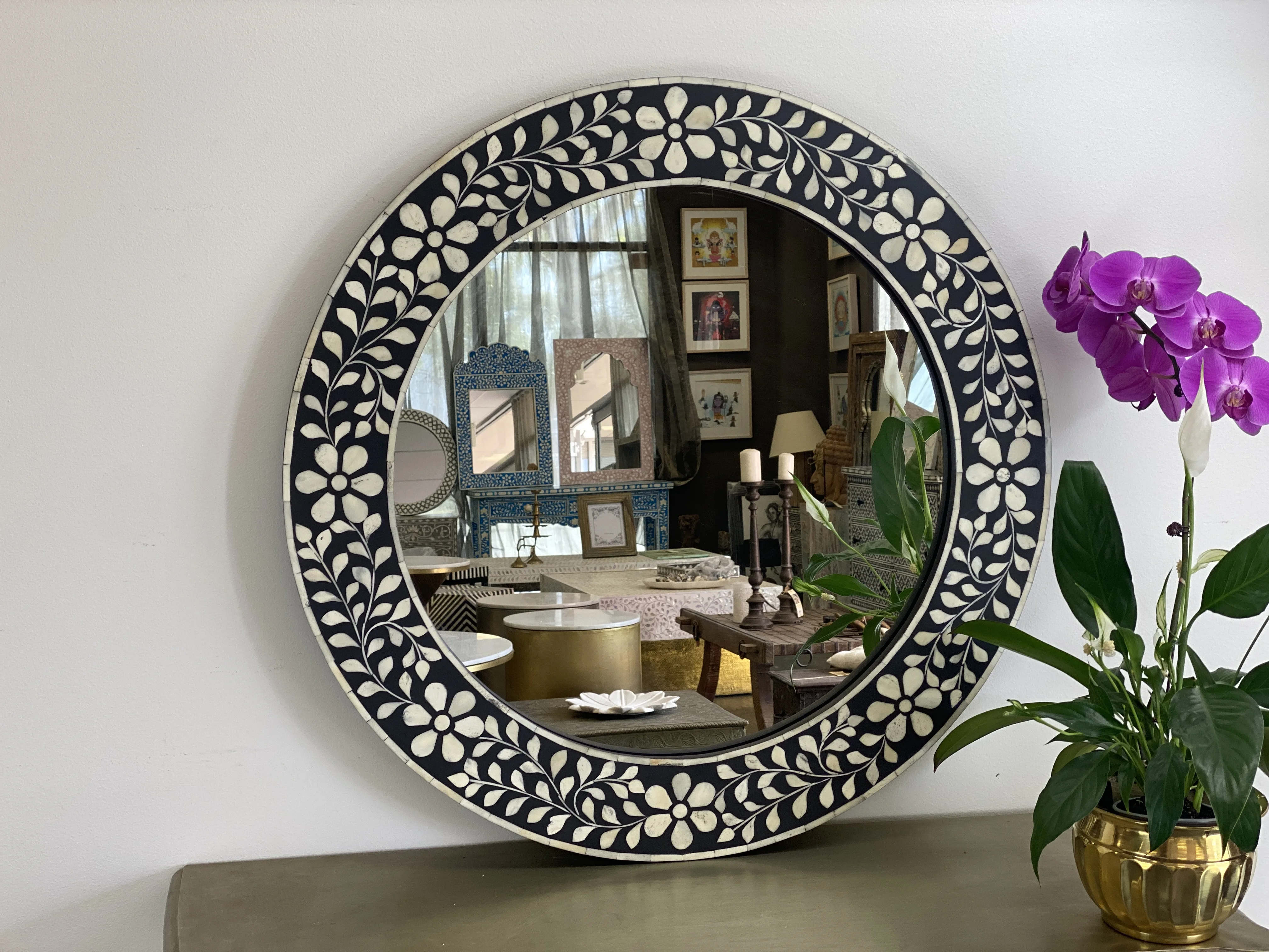 Luxury Bone Inlay Mirror Frame Bone Inlay Wall Mirror Best Quality Bone ...