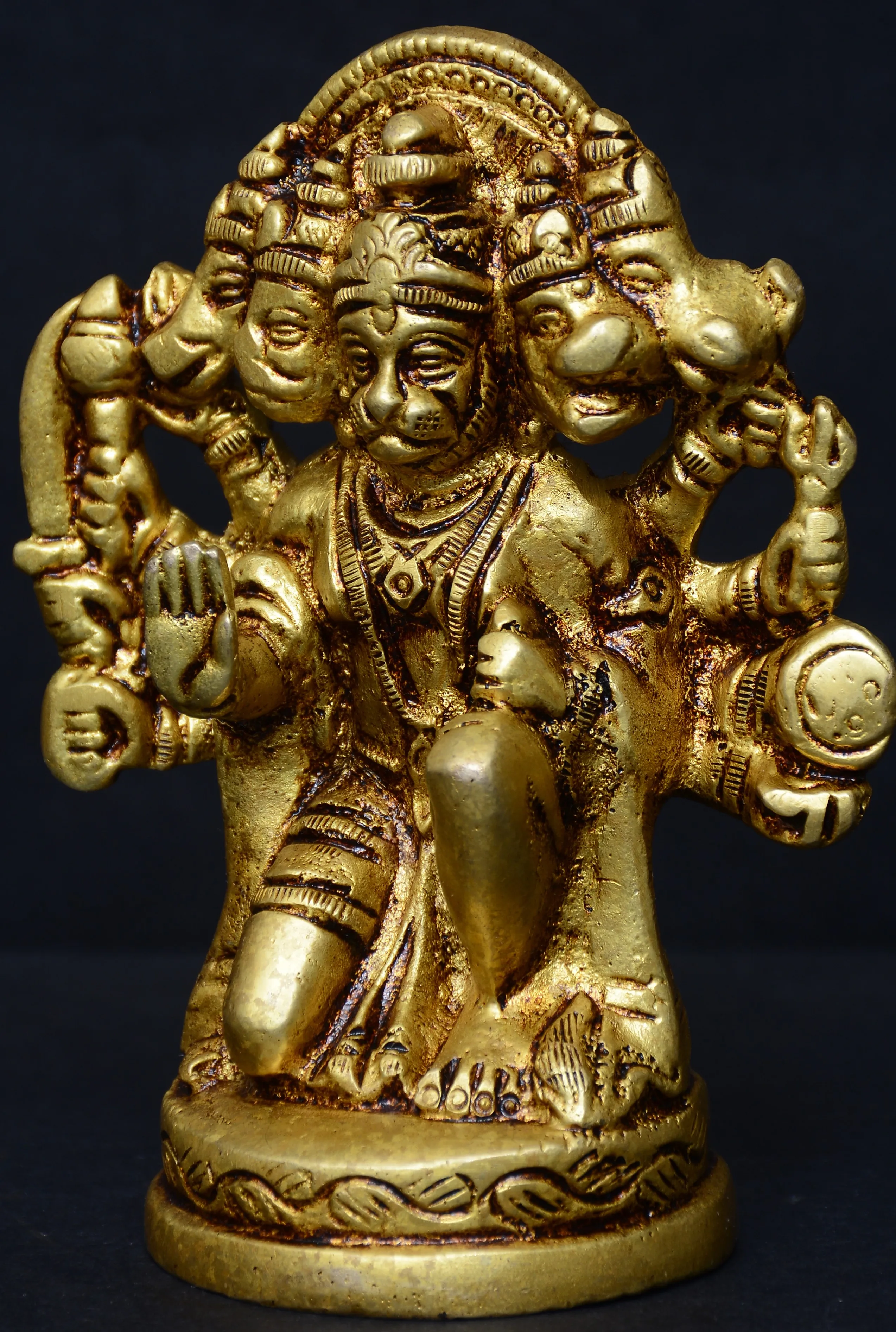 Brass Sitting Panchmukhi Hanuman Ji With Idol For Home Decoration Lord ...