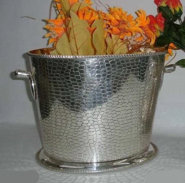 Large Brass Ice Bucket Antique Brass Plating With Handles Latest Metal Wine Cooler Barware Wine