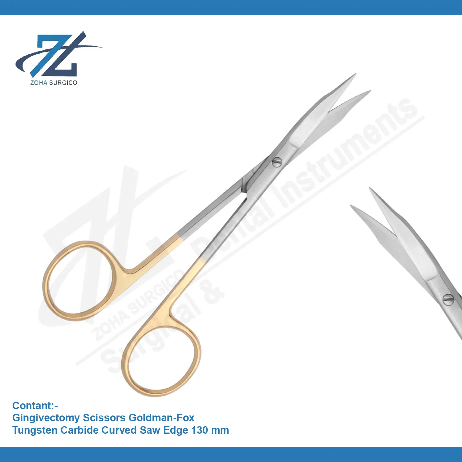 Gingivectomy Scissors Goldman-Fox Stainless Steel Curved 130mm Manual ...