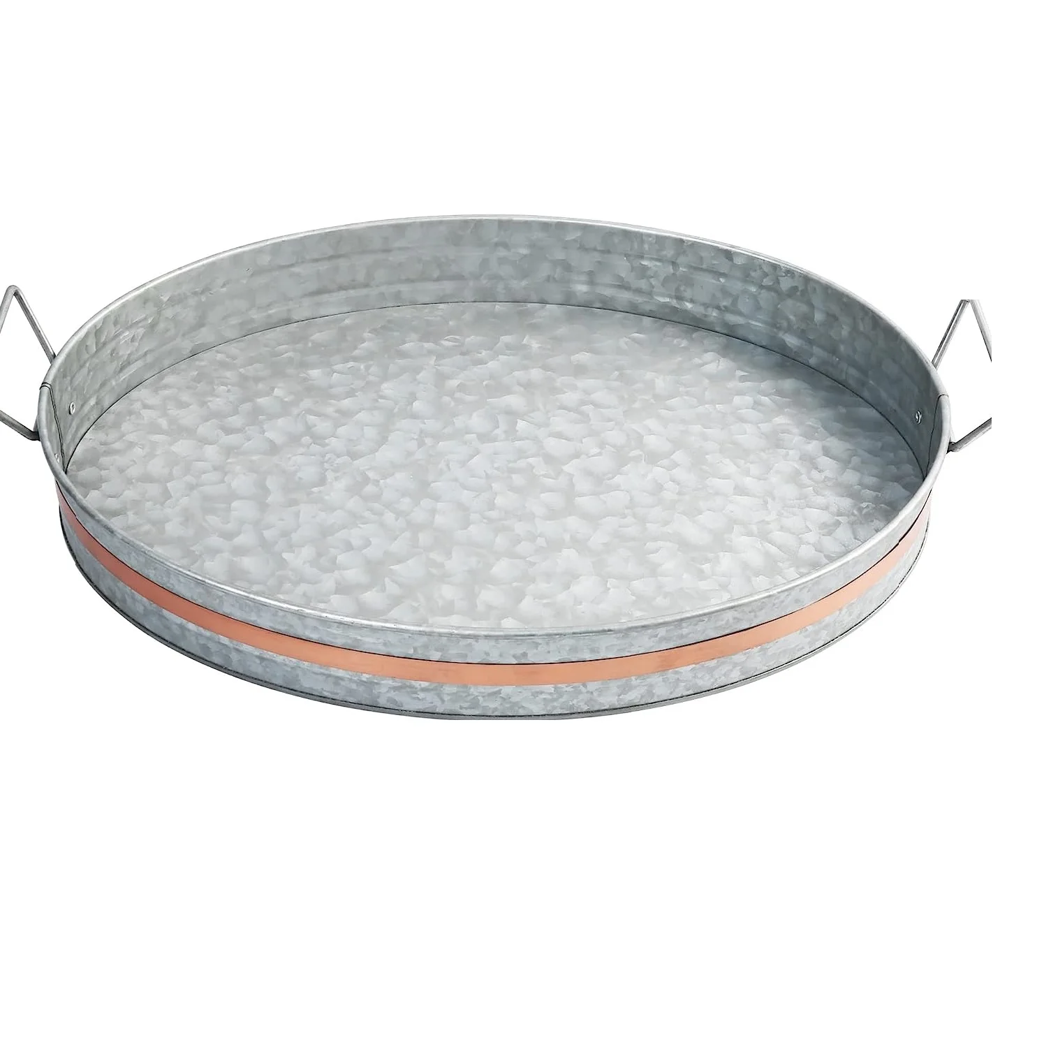 Decorative Border Metal Serving Tray Galvanized Zinc Serving Tray With