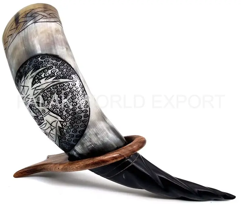 Falak World Export Viking Drinking Horn For Beer High Quality Ox/cow