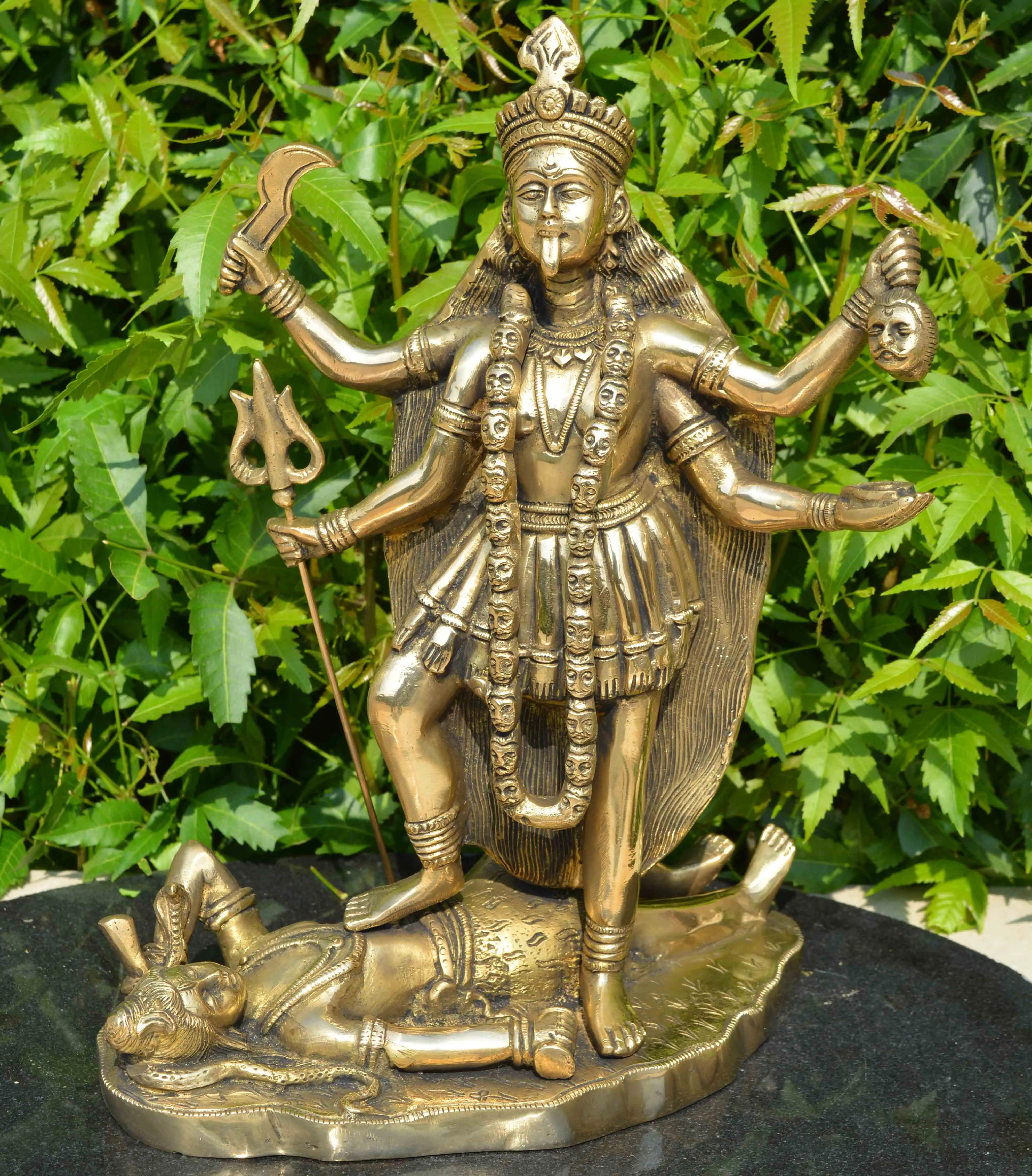 Brass Made Goddess Kali Statue Maha Kali Ji Murti Hand Carved Statue In