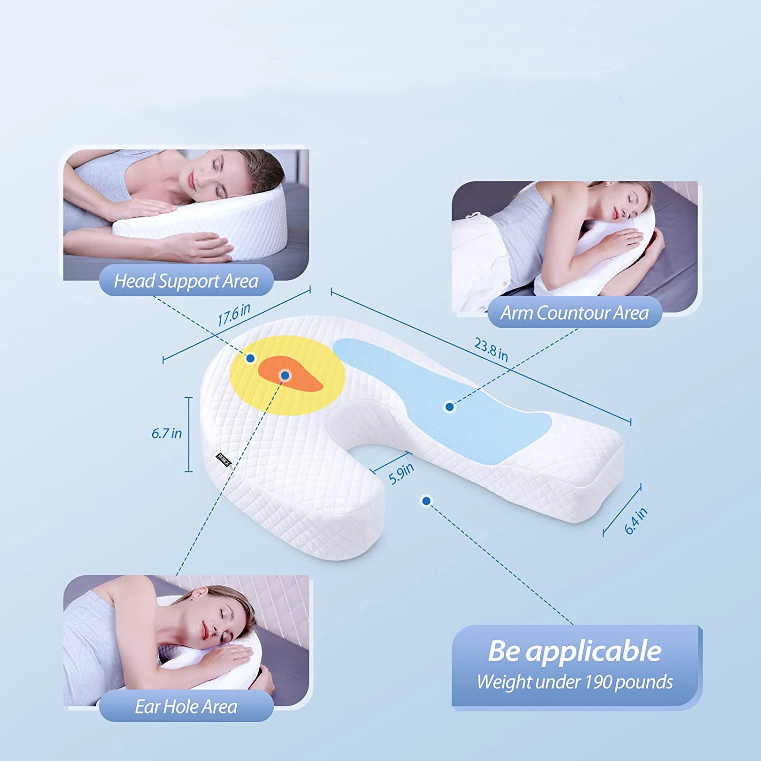 Side Sleeper Body Pillow For Adult Memory Foam Pillow Ushaped