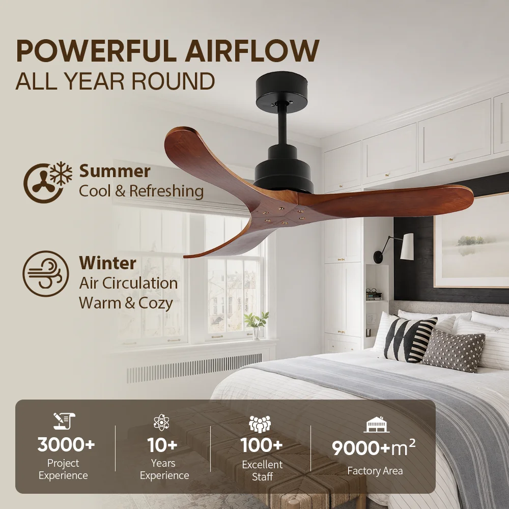 Ceiling Fan, USA, 35W, Solid Wood + Metal - detail 4