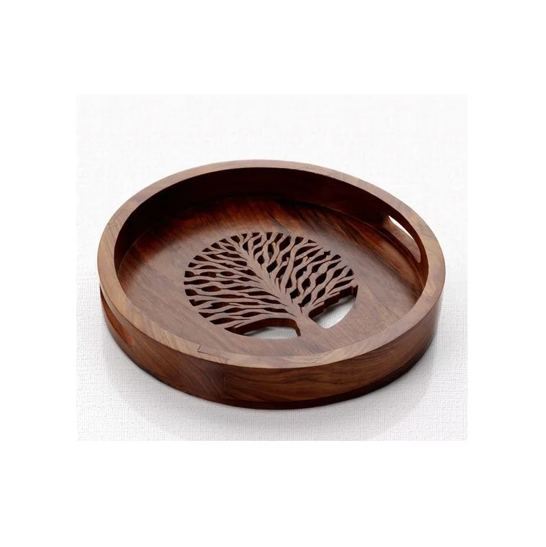 Simple With Carved Design Food Serving Trays With Handle Fruit Steak ...