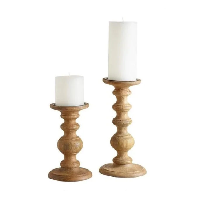 Wholesale Slim Body Smooth Unfinished Wood Candle Holder Wooden Candle