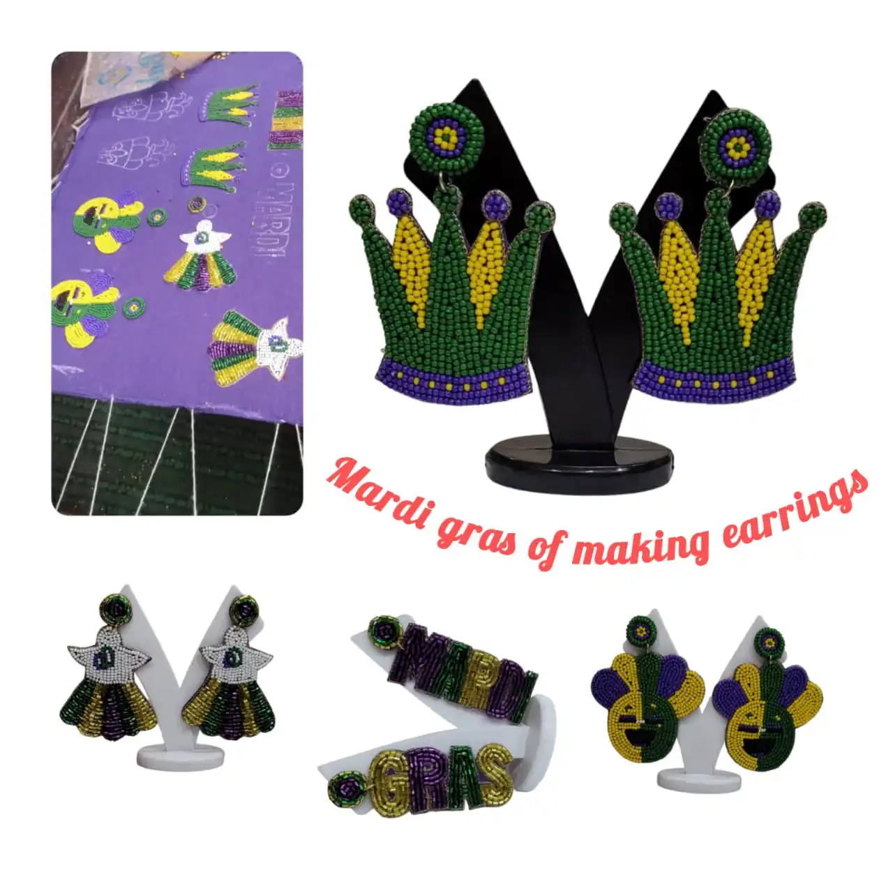 mardi gras beaded earrings