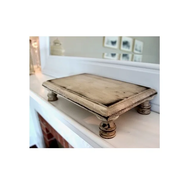 Set Of 2 Beaded Wooden Risers Countertop Riser Rustic Pedestal Stand