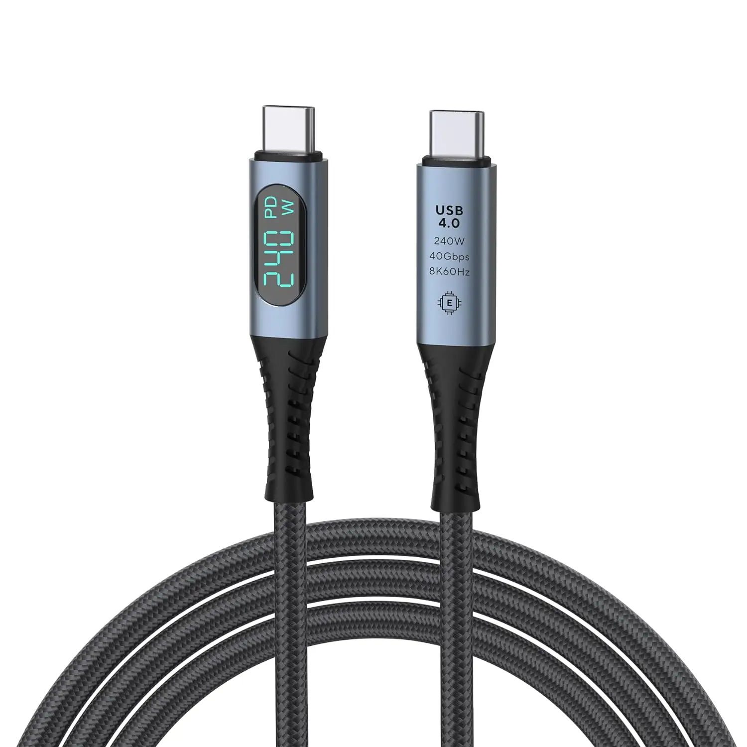 240w Usb C To Usb C Fast Charging Cable With Led Display Nylon Braided Type C Male To Male Cable 8770