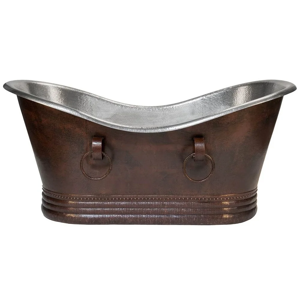 Wholesale Handmade Copper Bath Tub Hammered With Pedestal Nickel Lined