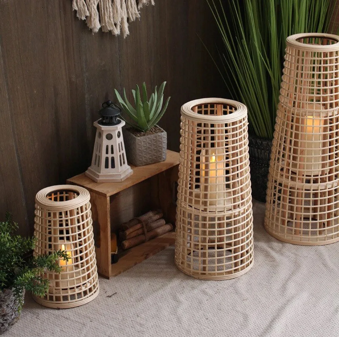 High Quality Classic Rattan Candle Holder Home Decoration As Gifts