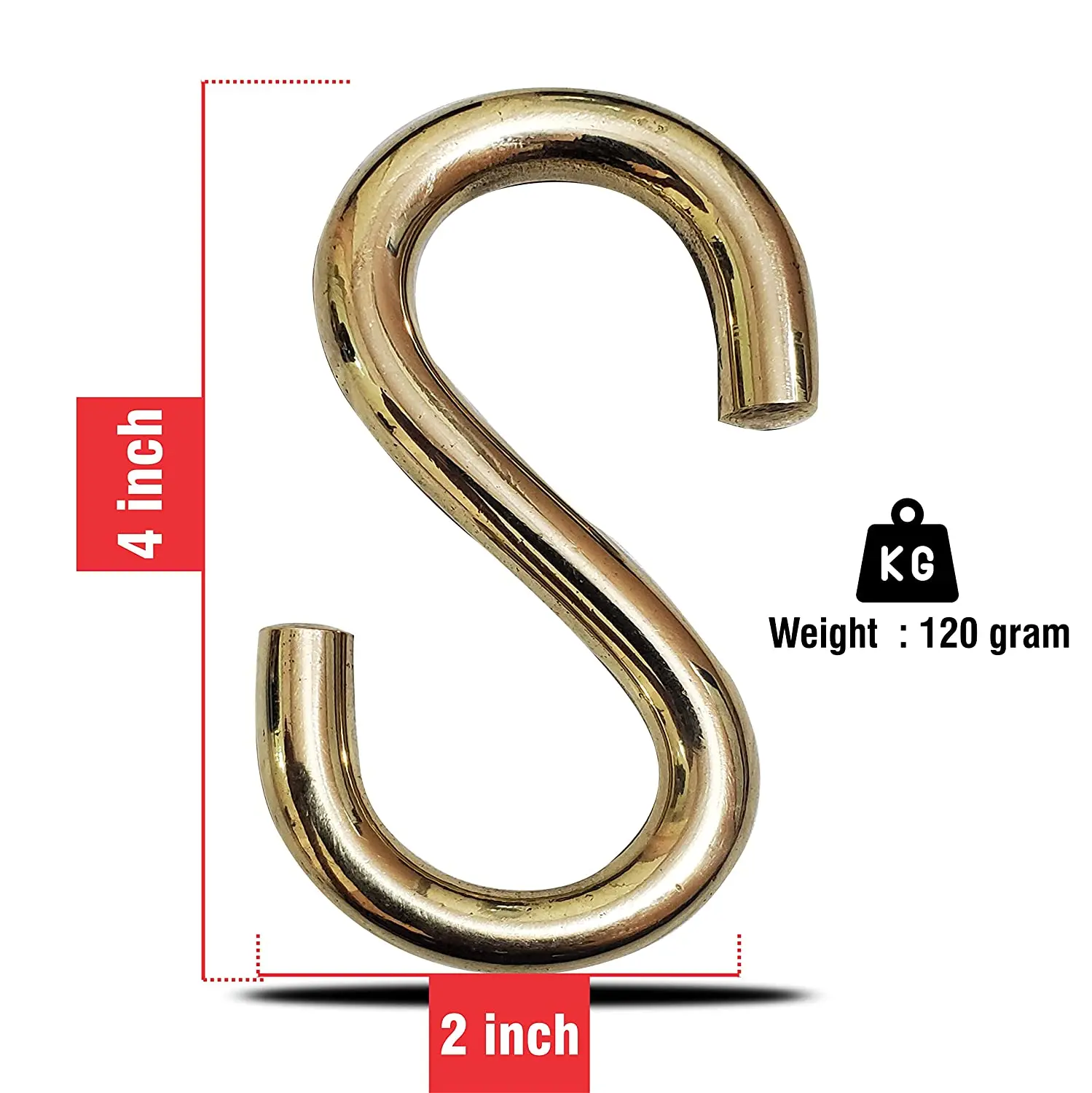 Pure Source India Brass S Hooks For Hanging 1 Piece ( Heavy Duty Pure