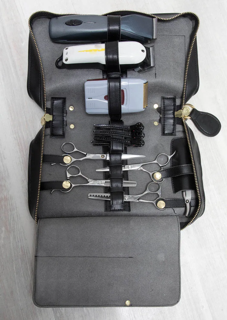 Barber Hair Salon Trimmers Scissors Holder Leather Case Bag Hair