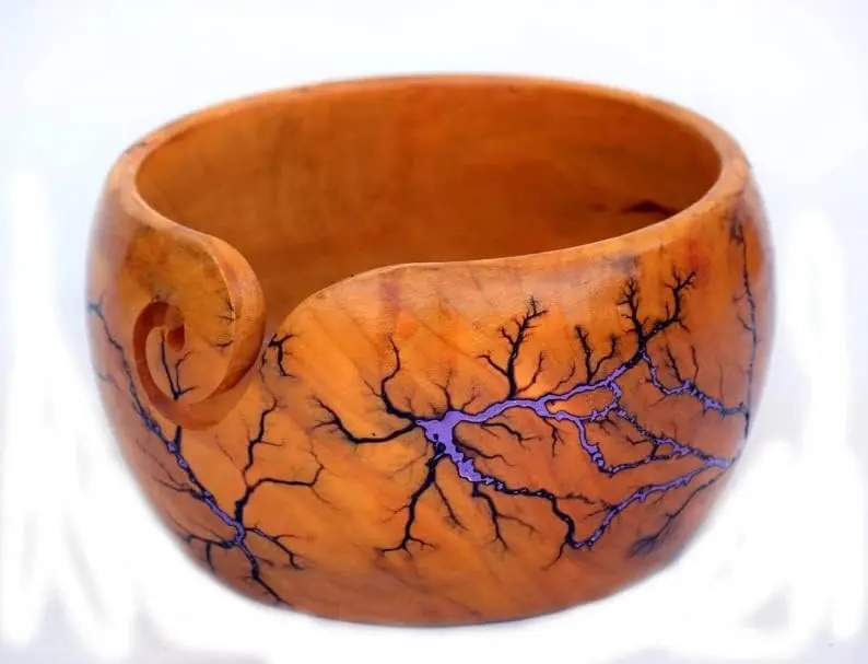 Wooden Elbond Yarn Purple Bowl Yarn Ball Storage Knitting And