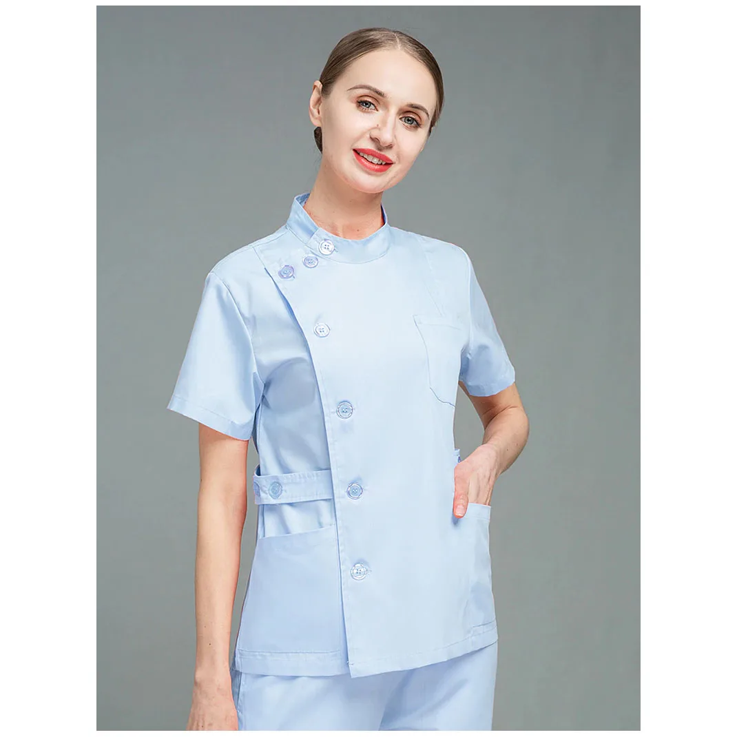 Hospital Nursing Uniform Women Scrubs Topsjogger Pants Solid Color