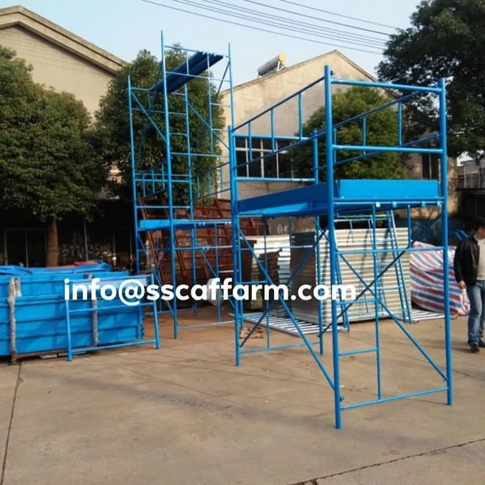 Scaffoldings Walk Through Blue Colour V Types Frame Oem Construction