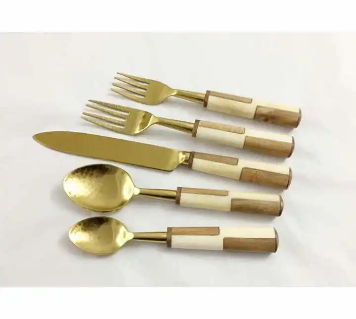 Best Seller Flatware Set With Wood Resin Handle 18/8 Stainless Steel
