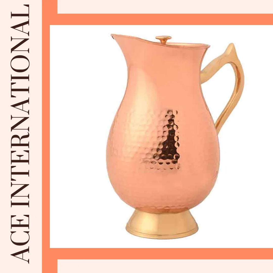 Ready To Ship Pure Copper Water Jug With Lid Muglai Small Designed Multi Ayurveda Health
