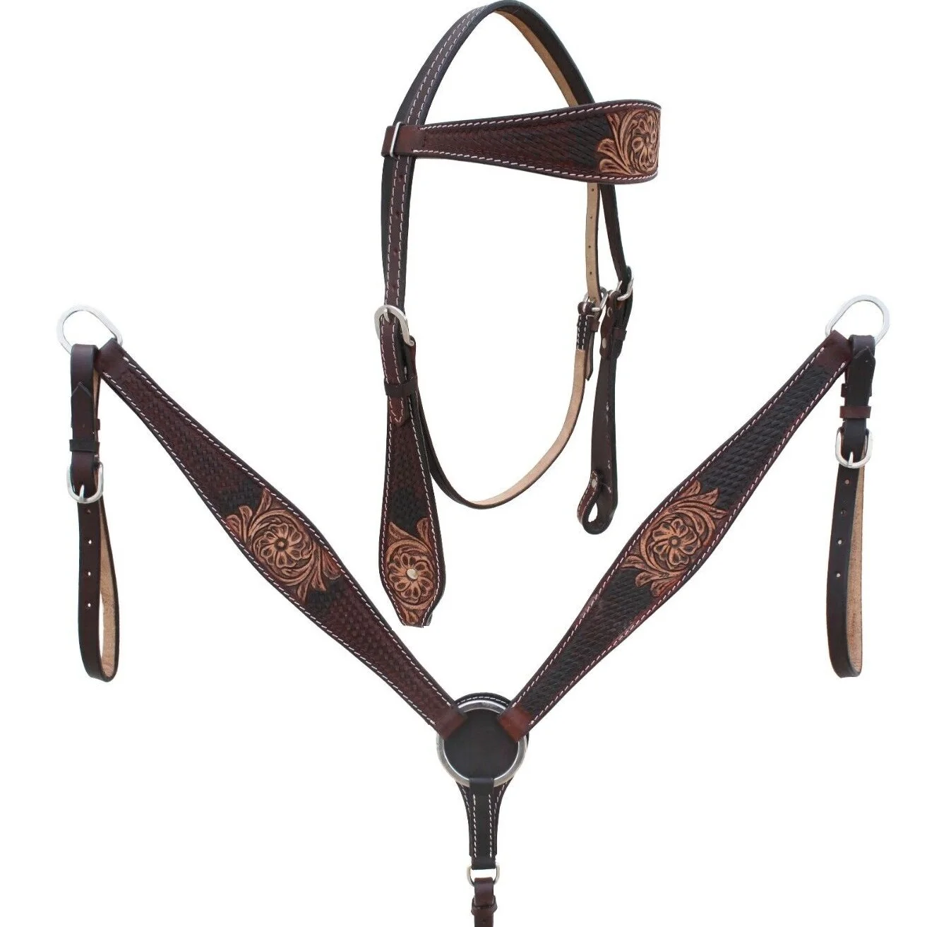 Black Alligator Leather Western Horse Headstall Western Genuine Leather