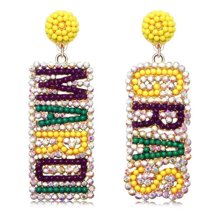 Mardi Gras Beaded Dangle Earrings Buy Party Time Earrings Mardi Gras