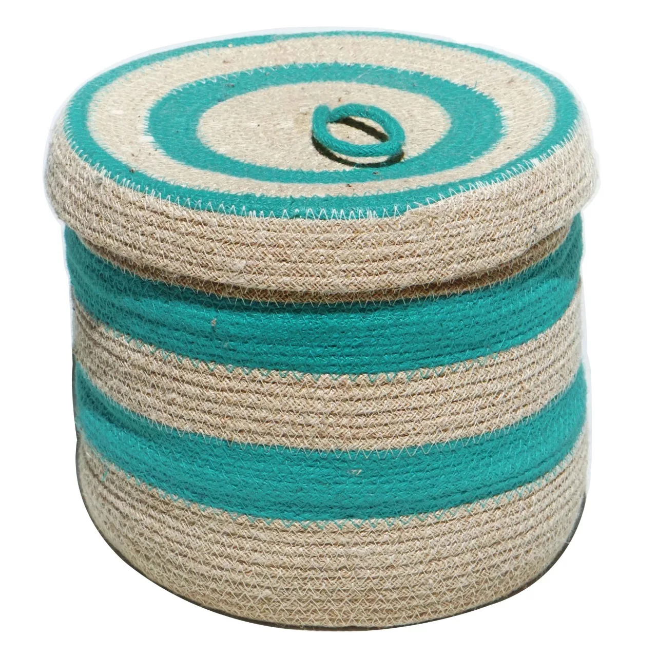 Natural Cotton And Jute Basket Oem Decorative Metal Storage Cute Jute