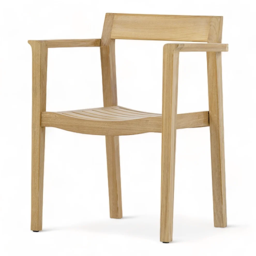 Teak Wood Garden Cafe Furniture Dining Table Set Patio Wooden Arm